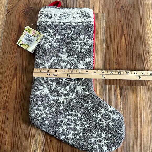 Sally Eckman Roberts Hooked Wool Christmas Stocking 12x20 Snowflake NWT Peking - Picture 7 of 10